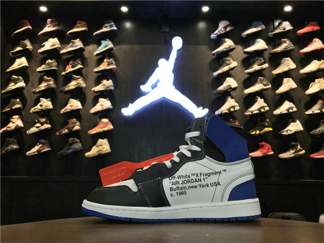 OFF-White x Air Jordan 1 Black Blue AA3834 103 Basketball Shoe For Sale